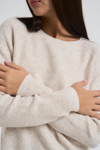 Maglia donna beige a costine - 4