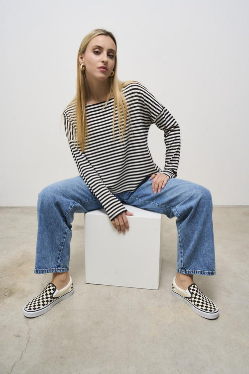 Women's black striped sweater