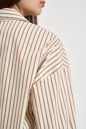 Camicia donna beige con righe verticali - 4