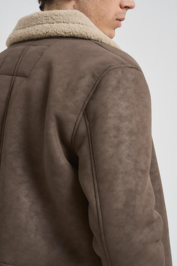 Giubbotto uomo eco montone marrone - 6