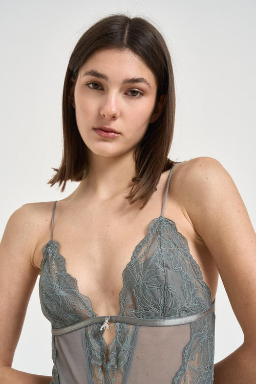 Body donna in pizzo salvia - 2