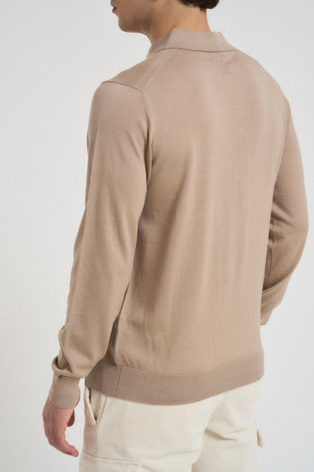 Polo uomo a maniche lunghe beige - 4