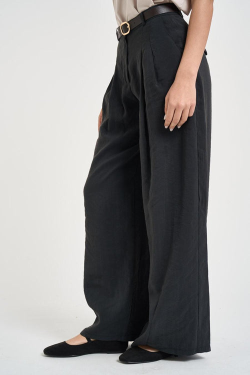 Pantalone donna con pinces nero - 2