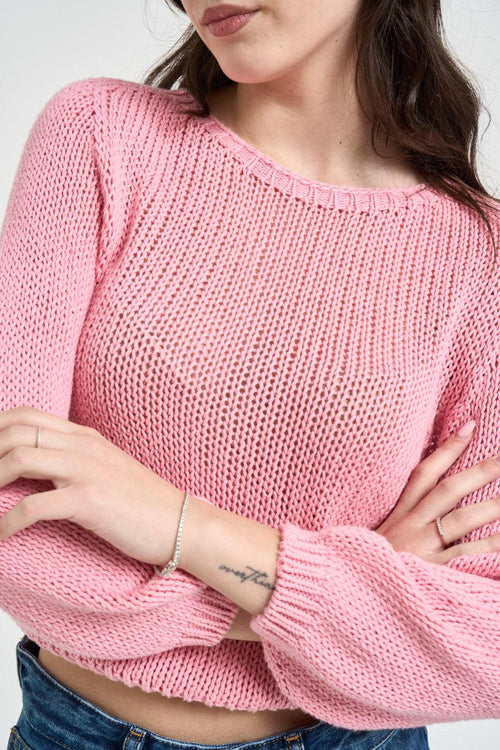 Maglia donna cropped rosa - 2