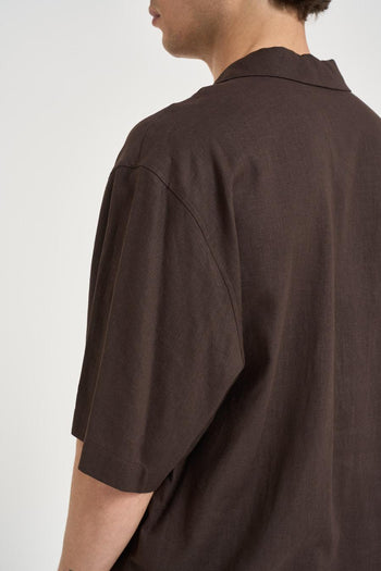 Camicia uomo manica corta marrone - 4
