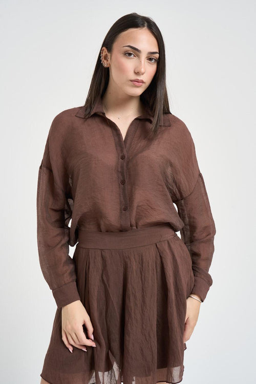Camicia donna semitrasparente marrone - 2