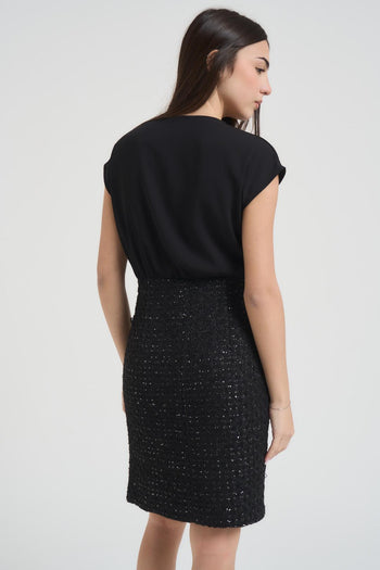 Abito donna nero con dettaglio lurex - 4