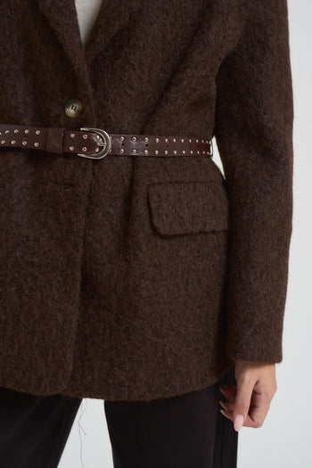 Giacca cappotto donna bouclé marrone - 3