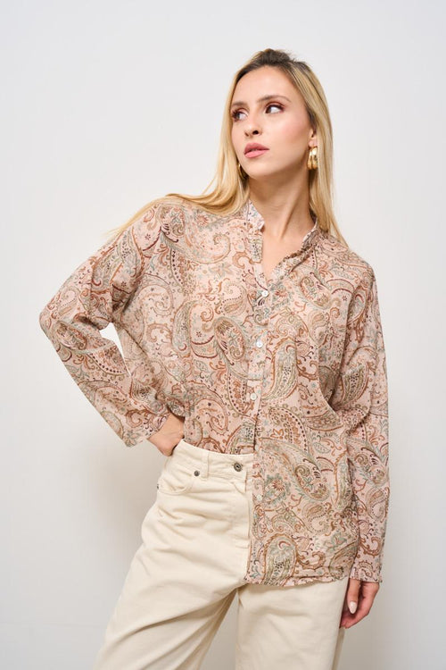 Camicia donna fantasia beige - 2