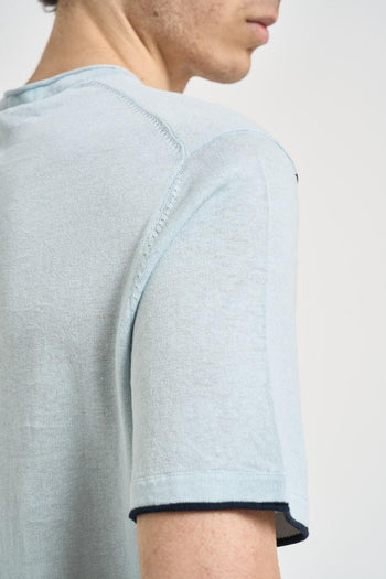 T-shirt uomo in maglia celeste chiaro<BR/> - 5