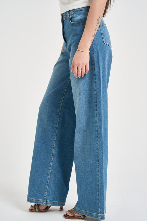 Jeans donna gamba larga in denim - 2