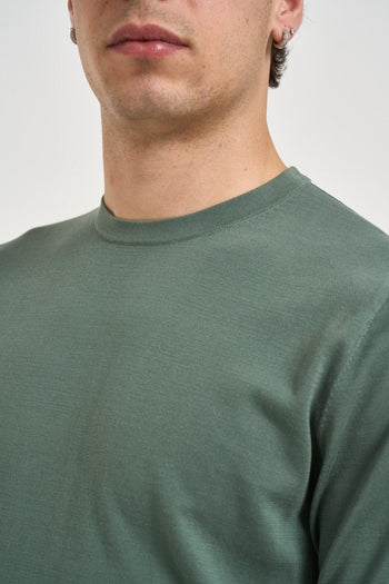 T-shirt uomo in maglia verde salvia - 3