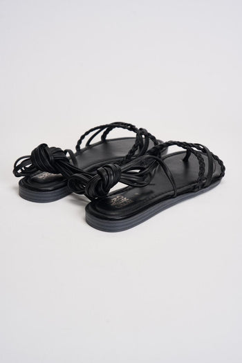 Sandalo donna flat intrecciato nero - 6