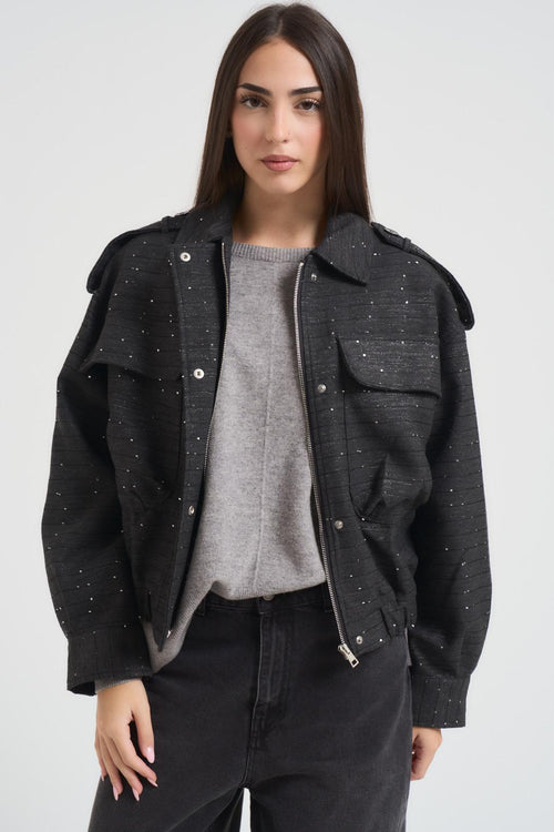 Bomber donna lurex antracite - 2
