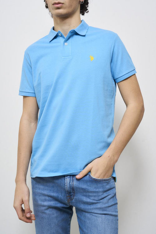 Light blue and yellow men's polo shirt - 2