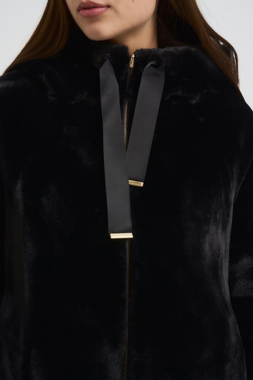 Ecopelliccia donna corta nera - 2