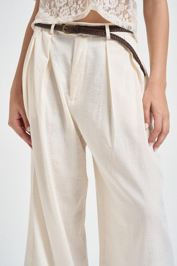 Pantalone donna con pinces panna - 3