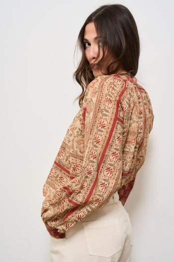 Camicia donna fantasia rosso mattone - 3
