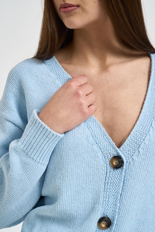 Cardigan donna cropped celeste - 2