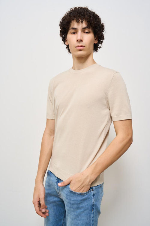 T-shirt uomo in maglia beige