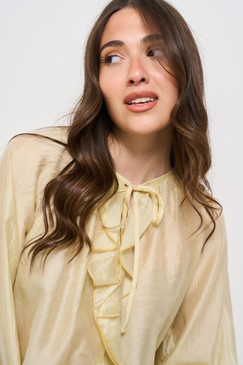Blusa donna con rouches gialla - 2