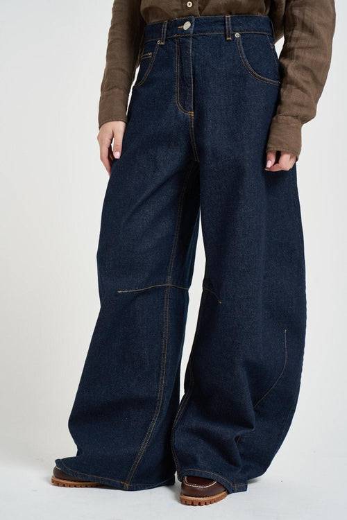 Jeans donna barrel ampio in denim scuro - 2