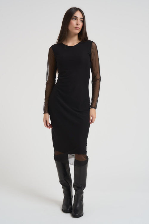 Abito donna midi in tulle nero