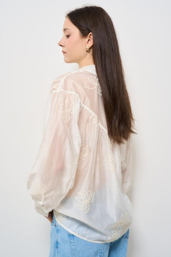 Camicia donna panna con ricami - 4