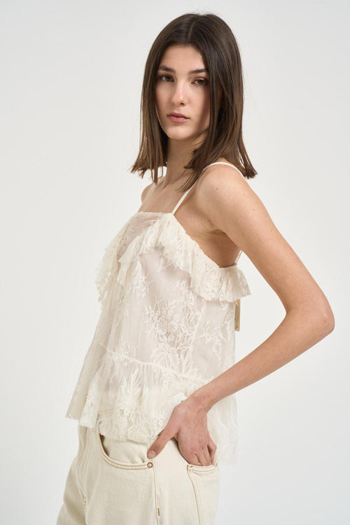 Top donna in pizzo avorio - 2