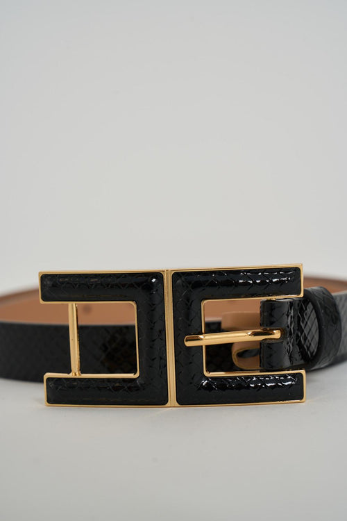 Cintura donna pitonata lucida nera - 2