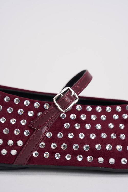 Ballerine donna bordeaux con borchie argento - 2