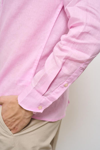 Camicia uomo in lino rosa - 3