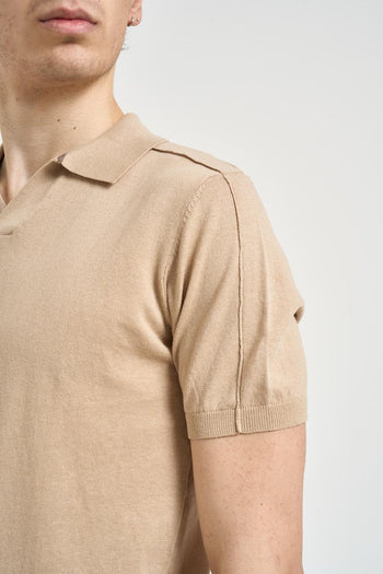 Polo uomo in maglia beige - 3