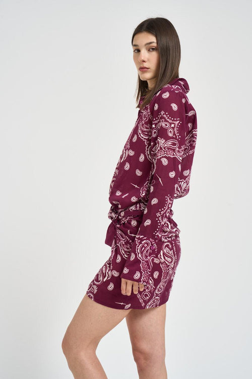Abito donna fantasia bandana vino - 2