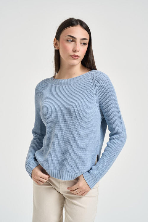 Maglia donna con spacchi celeste - 1
