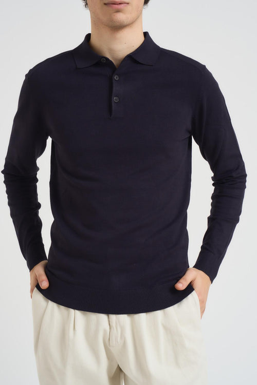 Maglia uomo con collo a polo blu - 2