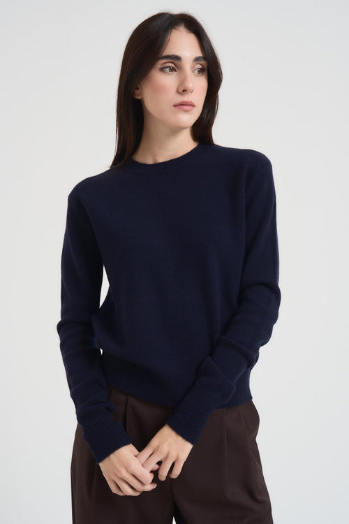 Maglia girocollo donna blu - 2