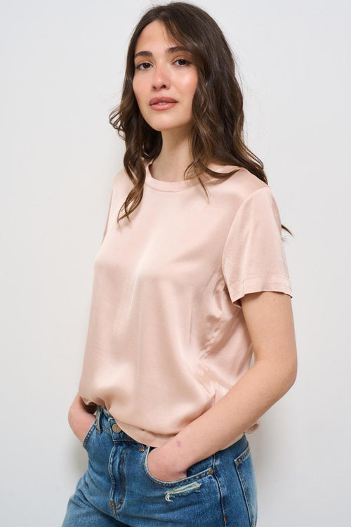 T-shirt donna girocollo rosa
