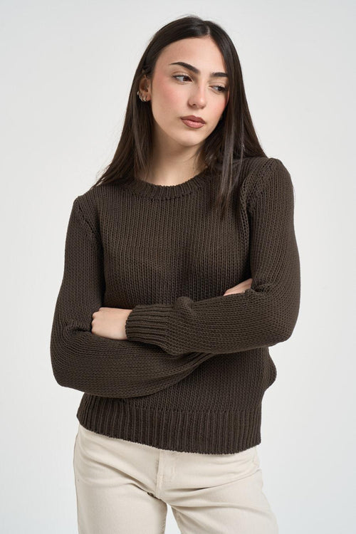 Maglia donna girocollo marrone - 2