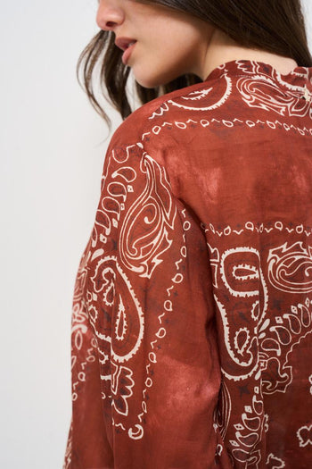 Camicia donna bandana rosso mattone - 5