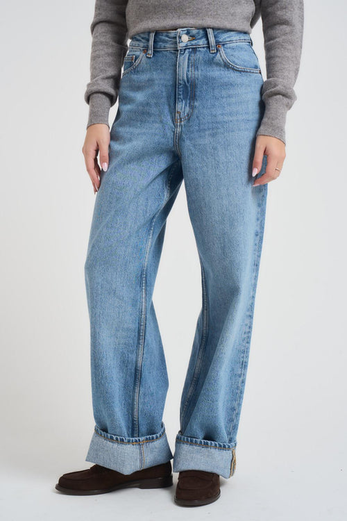 Jeans donna wide leg blu chiaro