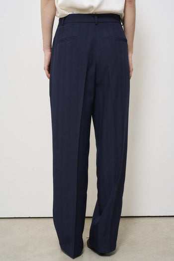 Women's blue pinstripe lurex trousers - 3