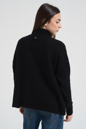 Maglia donna mezzo collo nera - 3