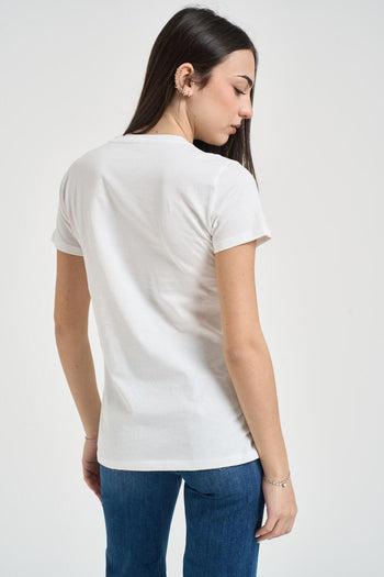 T-shirt donna girocollo con strass bianca - 3