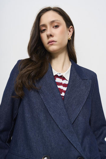 Giacca donna a doppiopetto in denim scuro - 3