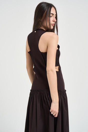 Abito donna cut-out marrone - 4