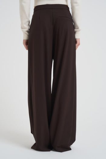 Pantalone donna over con pinces marrone - 5