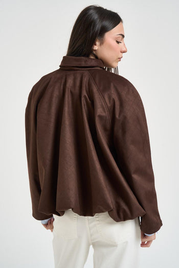Bomber donna in suede marrone - 4