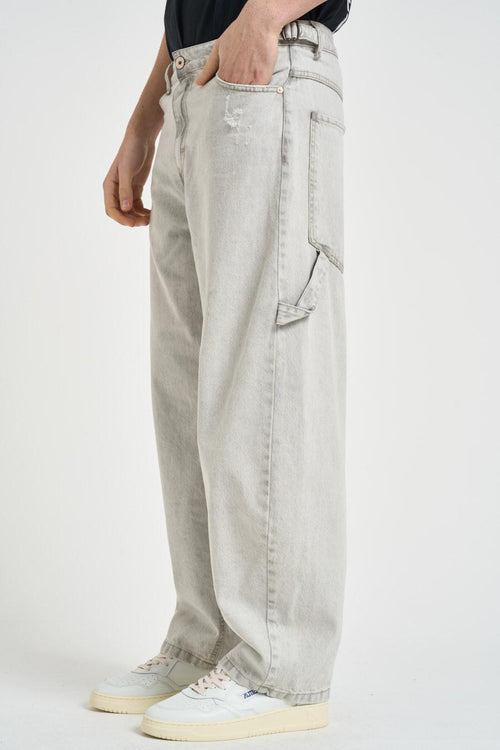 Jeans uomo baggy in denim grigio chiaro - 2