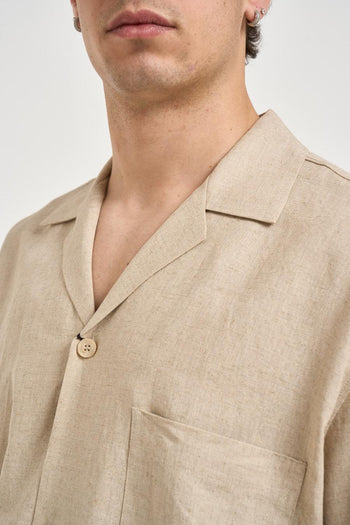 Camicia uomo manica corta beige - 4